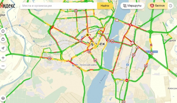 Пробки на левом берегу воронеж. Пробки 9 баллов. Воронеж уровень пробок.